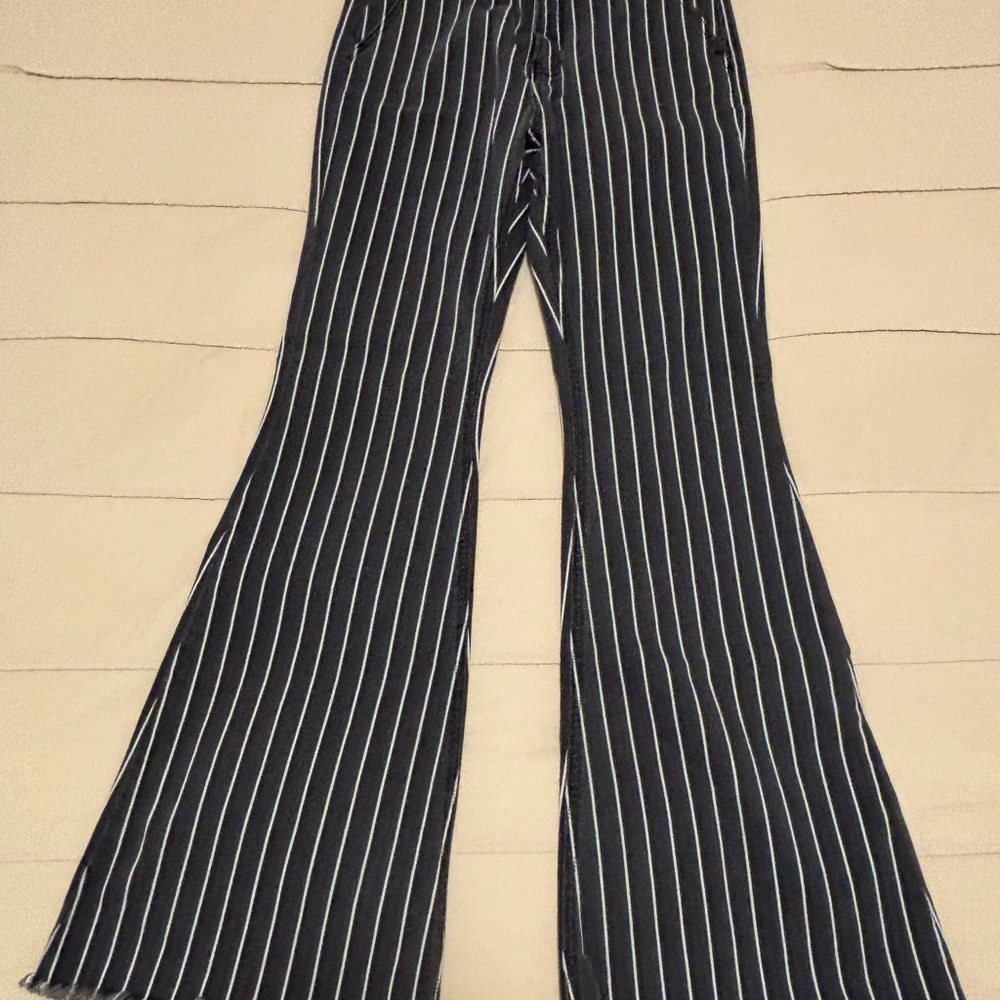 Kancan Pinstripe Flare Denim Jeans - Picture 3 of 10